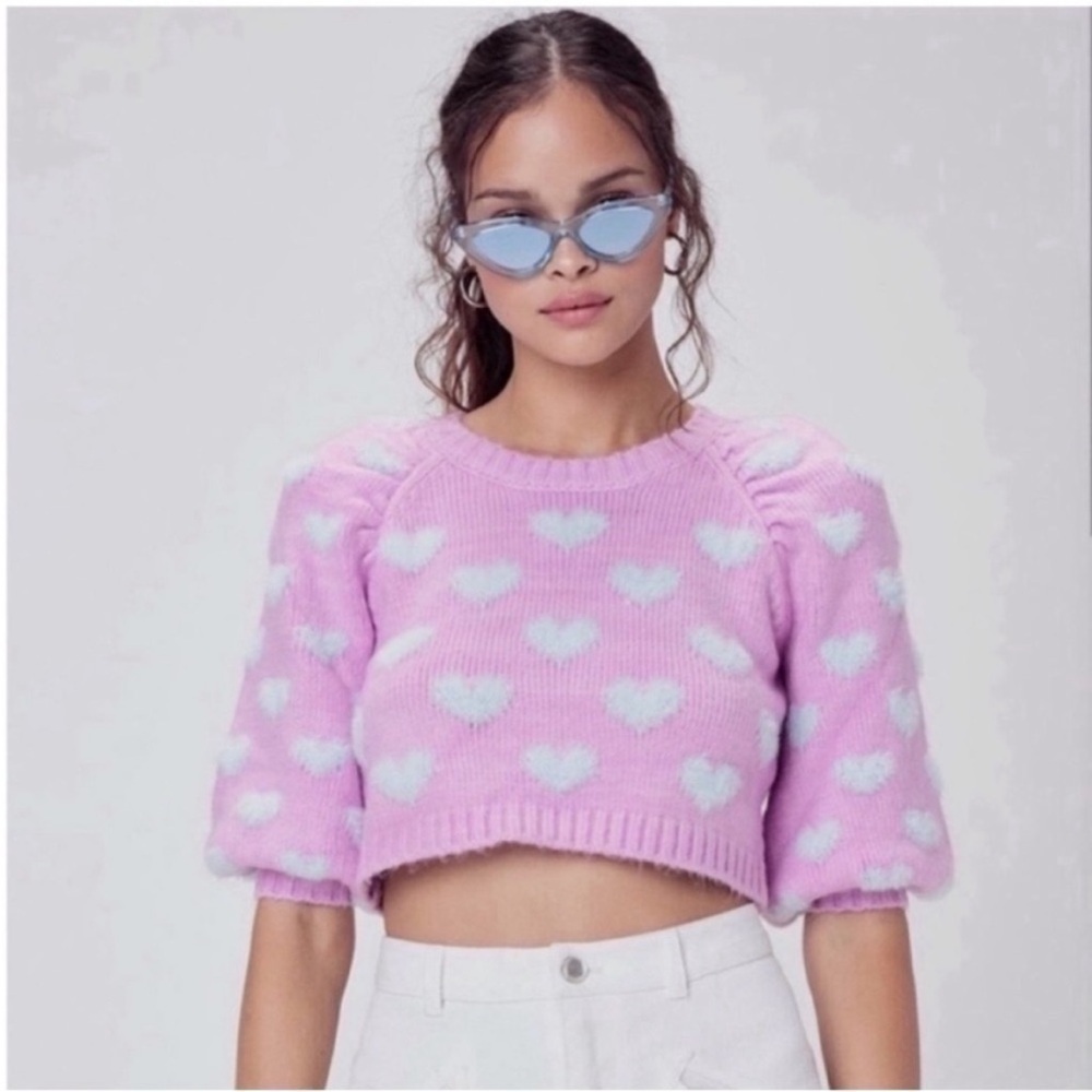 For Love & Lemons Scarlet Puff Sleeve Sweater Size XL